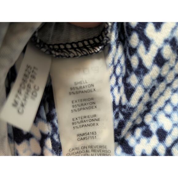 Calvin Klein Black Blue Animal Print Dress Cut Out Sleeves Spring Summer Sz. L - Picture 9 of 9